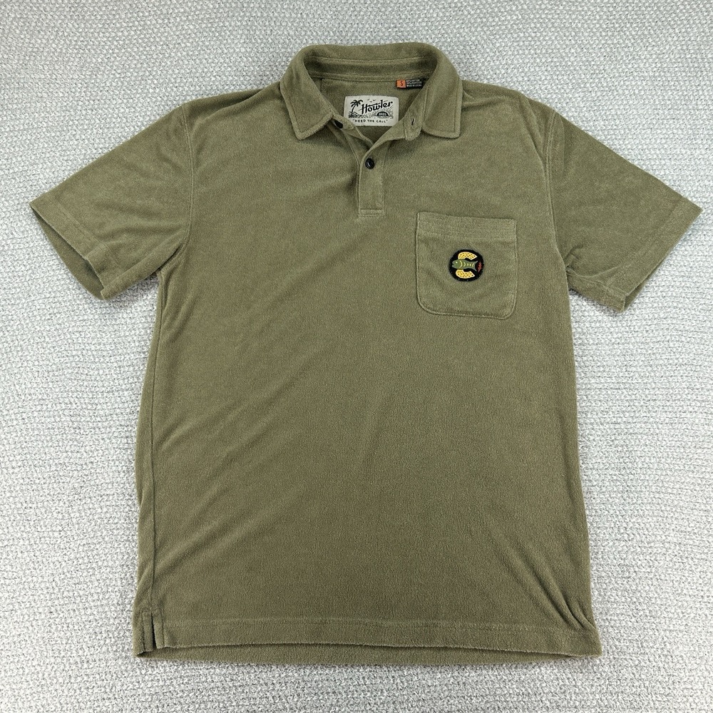 Howler Brothers Olive Green Polo Shirt with Chest Patch